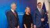 Predsednik Kosova Hašim Tači, šefica diplomatije EU Federika Mogerini i predsednik Srbije Aleksandar Vučić u Briselu